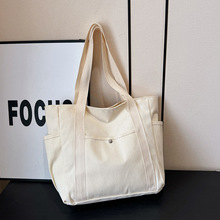 帆布包包女手提袋单肩包大学生上课包百搭手提包通勤大容量补课袋