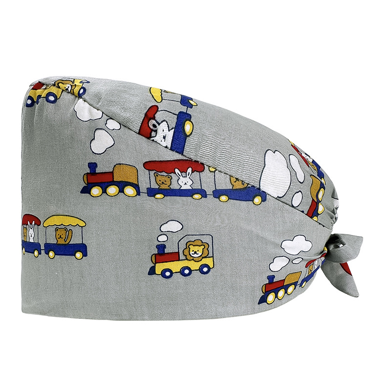 Gorro de Enfermera Coreano Fresco y Lindo, 100% Algodón, Gorro de Médico, Dentista, Estética y Salón de Belleza con Estampado Lindo.