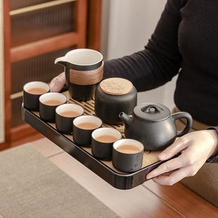 Huang Ru Kiln Travel Tea Set Home Kung Fu Outdoor Portable Tea Drinking 2025 New Cover Bowl Teacup Teapot