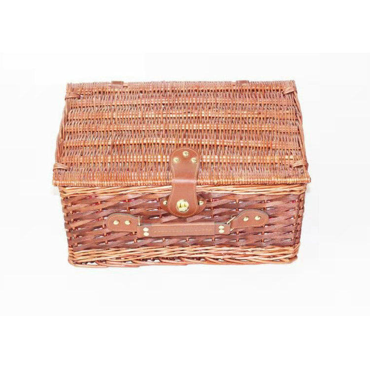 Cesta de picnic de sauce cesta de picnic para dos personas cesta de picnic hecha a mano con tapa cesta de picnic cesta de almacenamiento al aire libre