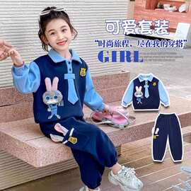 【复合】女童套装兔子警官春秋冬2025新款儿童洋气两件套宝宝衣服