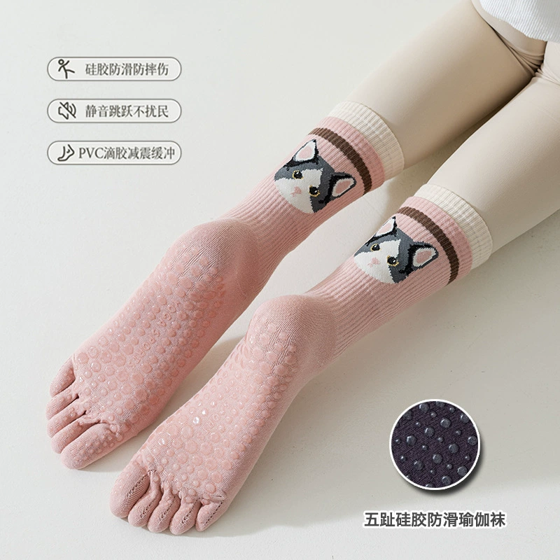 Милые нескользящие дышащие knee socks для занятий спортом для школьников для йоги, до колена