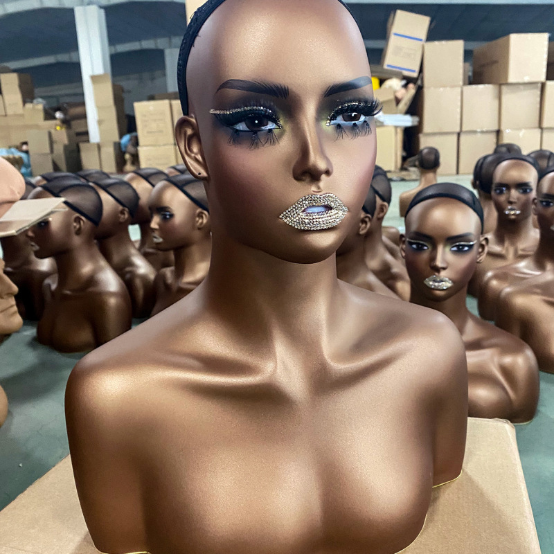 外国貿易ベストセラーブラックモデルヘッドアフリカ女性ウィッグヘッドモデル肩半身モデルヘッドマネキン|undefined