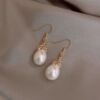 Fashionable long earrings from pearl, 2022 collection, simple and elegant design