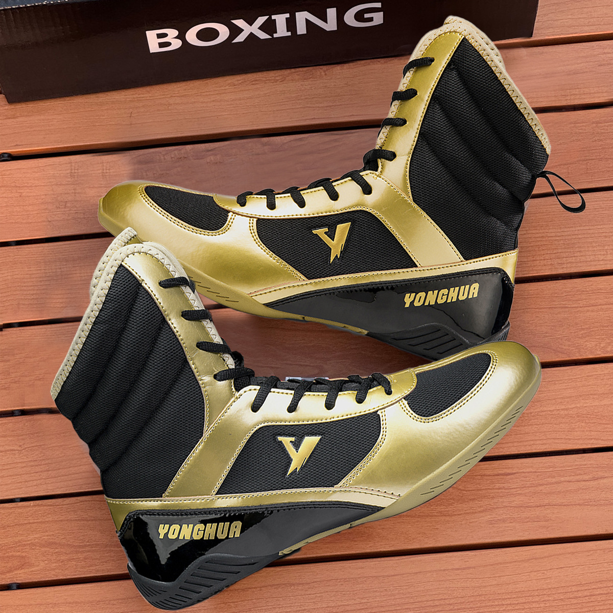 Professional Boxing Shoes, Men's Wrestling Shoes, High-Top Fighting Training Shoes, Boots, Muay Thai Boxing Shoes, Fitness Sanda Shoes for Men and Women