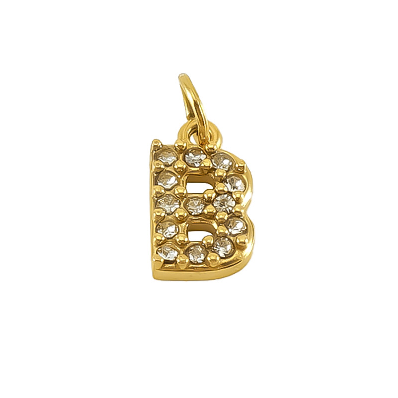 Nueva moda europea y americana de acero inoxidable con incrustaciones de diamantes 26 letras inglesas colgantes accesorios femeninos Advanced Advanced Mini letras joyas