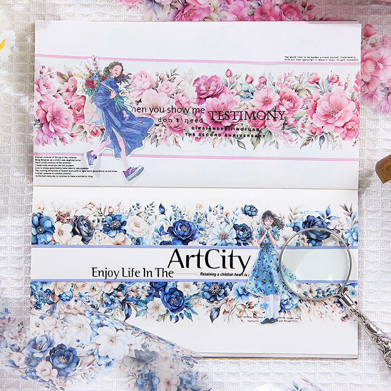 Fuegos artificiales años transparentes a prueba de agua pet cinta adhesiva caja diy diario de contabilidad pegatinas paisajísticas pegatinas de contabilidad de flores retro