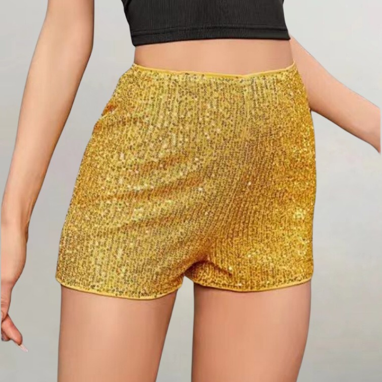 2024 Amazon European and American fashion multi-color fashion Sequined slim hot pants sequined mid-waist sexy straight shorts 2024 Amazon European and American fashion multi-color fashion Sequined slim hot pants sequined mid-waist sexy straight shorts