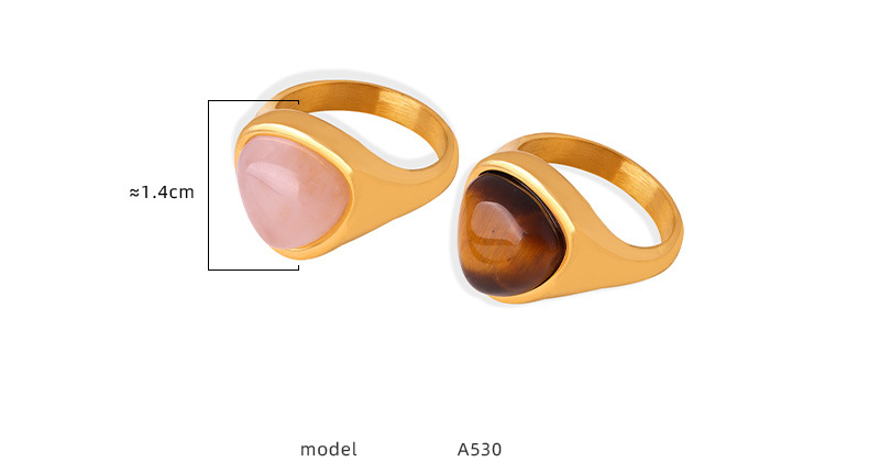 Tiger Eye Gemstone Ring Retro Light Luxury Titanium Steel Ring_voghion.com