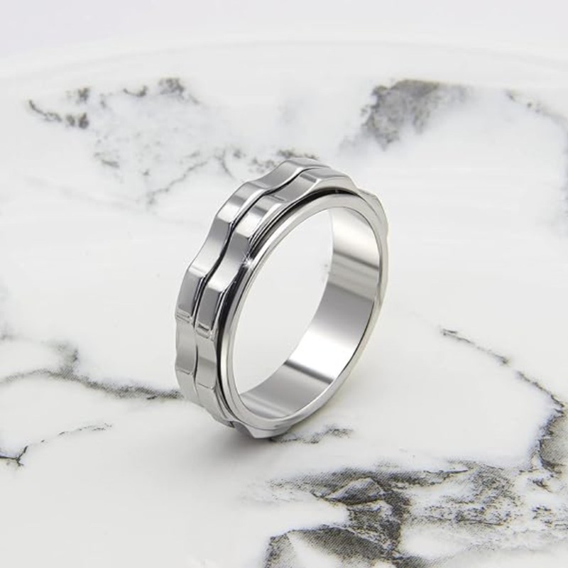1 Piece Quantity Hip-Hop Geometric Solid Color Titanium Steel Men's Rings