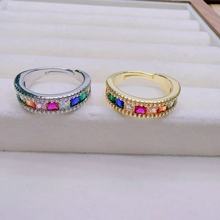 跨境流行饰品奢华泰国佛牌彩色锆石戒指时尚女士礼品首饰热销批发