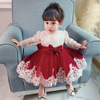 Lace small princess costume for early age with bow, evening dress, suitable for import, special occasion clothing