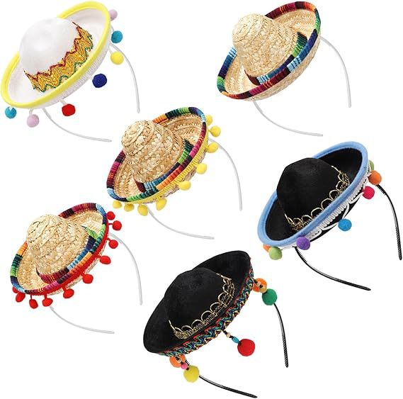 Carnaval adulto niño sombrero mexicano bandas de pelo pequeño sombrero fiesta mini sombrero mexicano