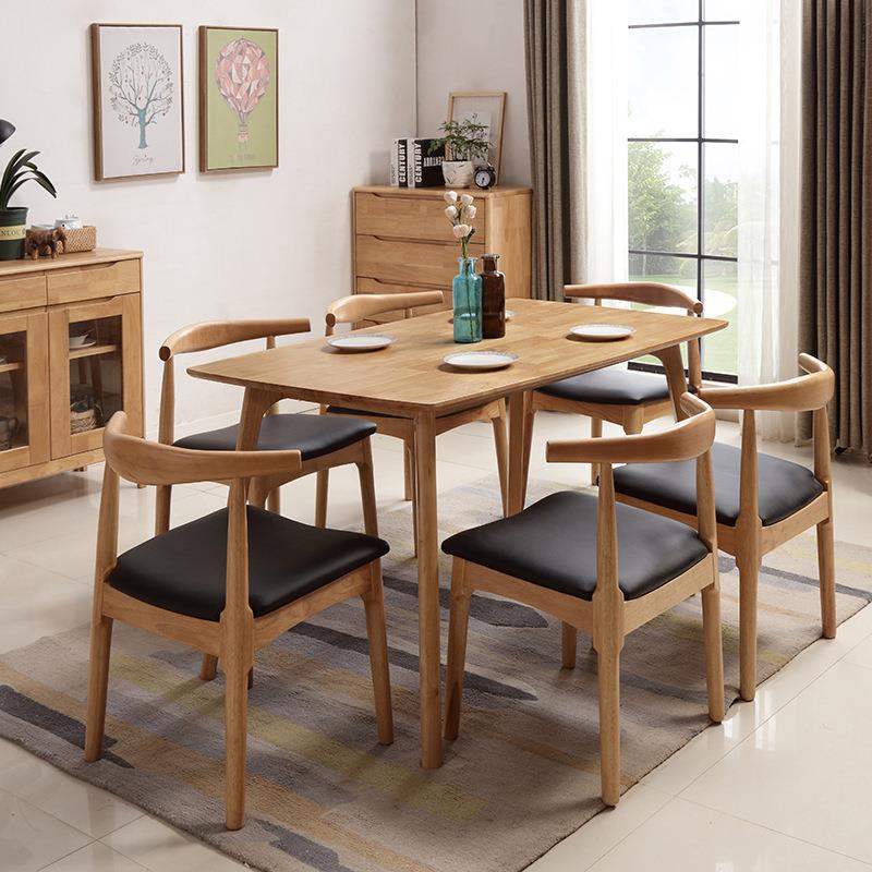 Mesa de comedor y silla combinación una Mesa seis sillas simple pequeño apartamento nórdico madera maciza rectangular casa 6 personas 4 personas mesa de comedor