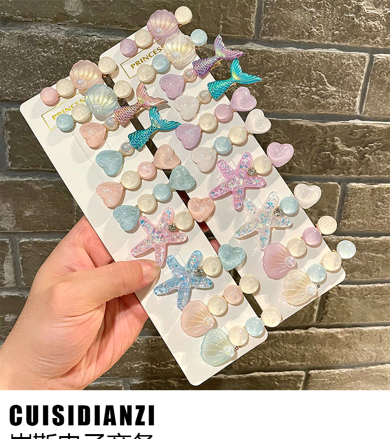 40g Weight Hair Clip Hair Accessories Type 1 Set Quantity Cute Women's Scallop Fish Tail Plastic Hair Clip