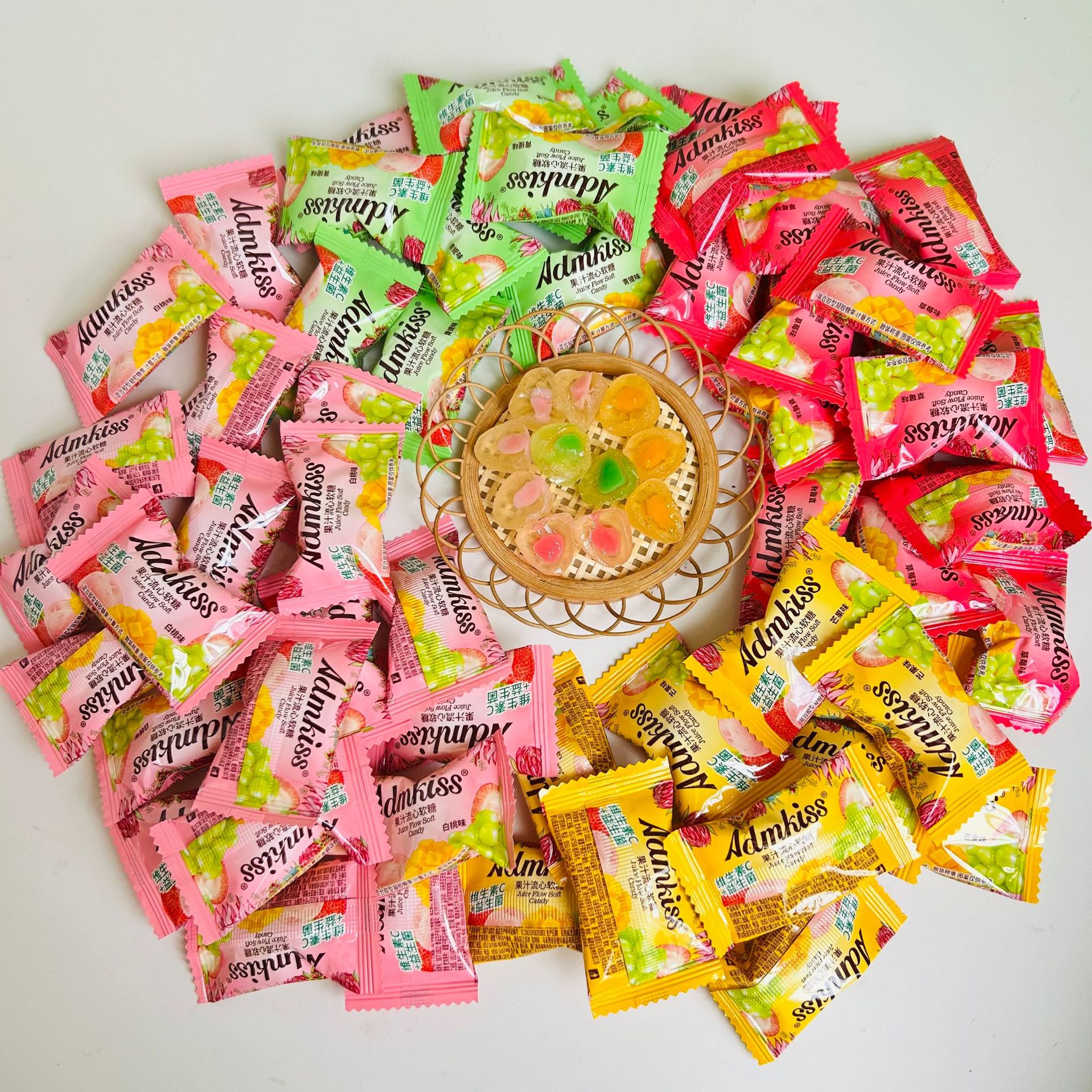 500g流心爆浆果汁软糖零食结婚喜糖混合水果味糖果休闲零食批发