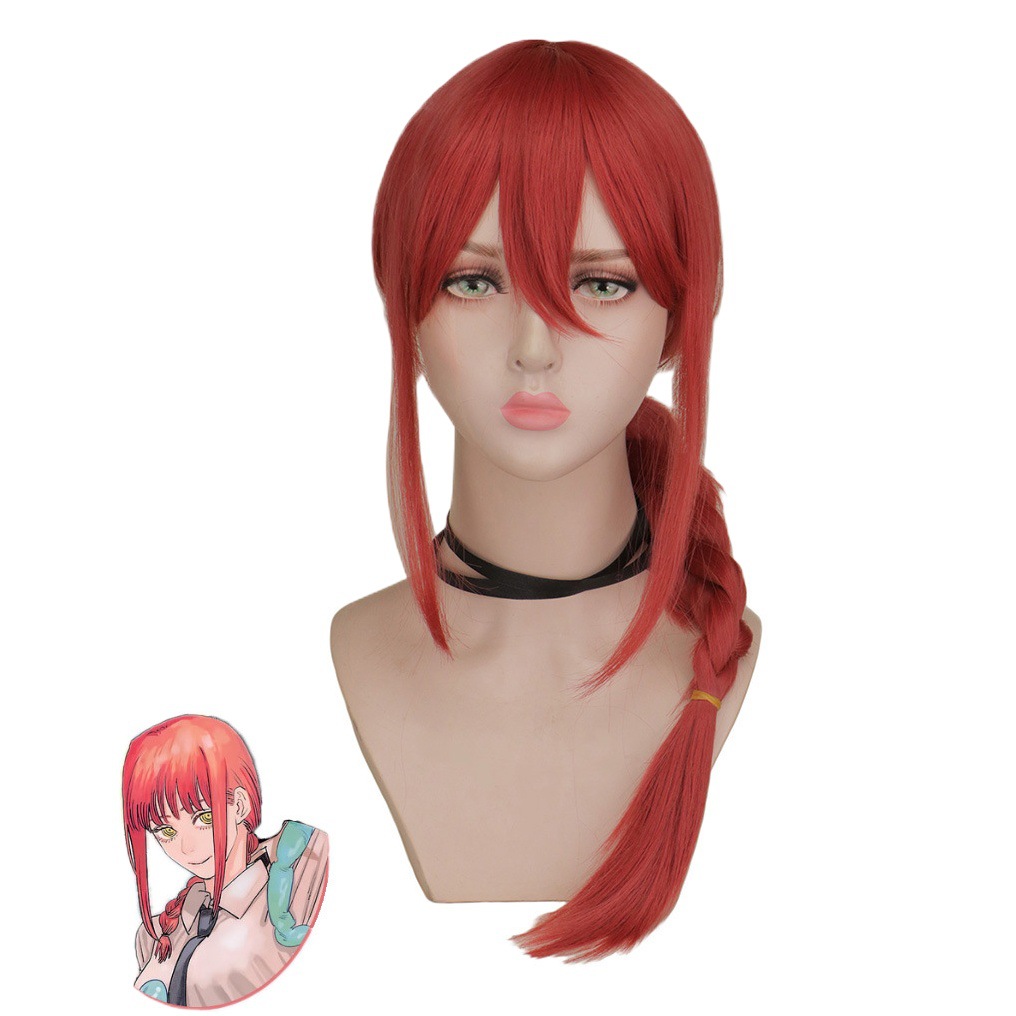 Anime motosierra humana maqima Cosplay peluca Rosa Rojo Twist trenza cara colección pelo falso temprano Sichuan