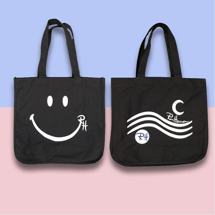 外贸帆布包笑脸棉布袋休闲手提包女环保购物袋大容量礼品袋印logo