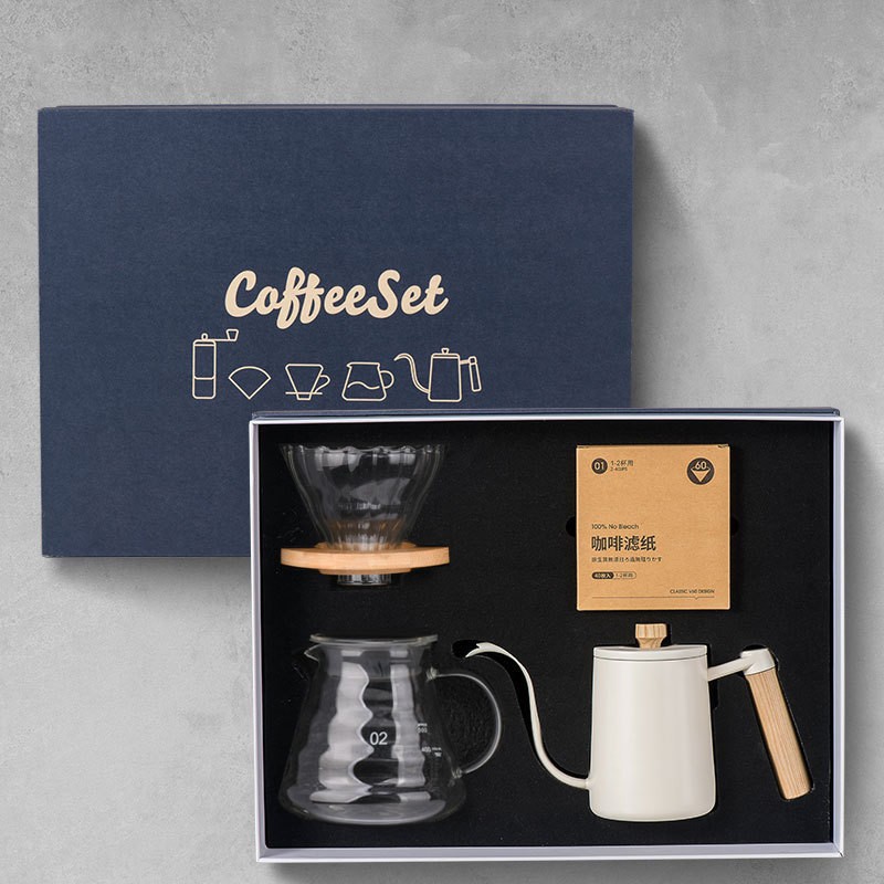 Set de café de lavado a mano Set de cafetera de café de lavado a mano Set completo de caja de regalo portátil de viaje
