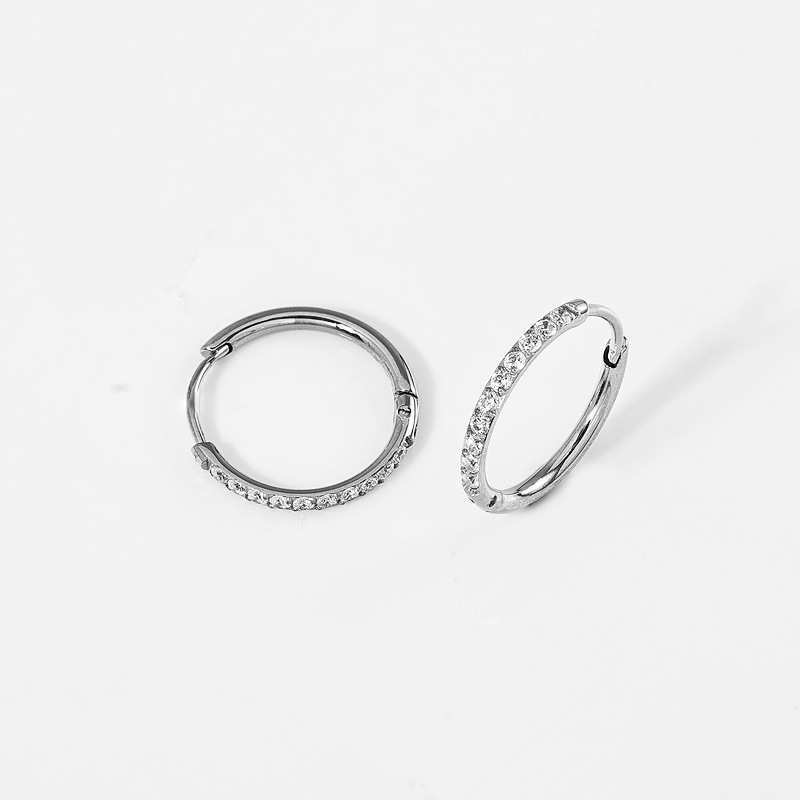 Aretes Zesen de Alta Calidad, Serie 2.0mm, Hechos a Mano, Populares en el Extranjero, de Acero Inoxidable, Finamente Tallados, con Incrustaciones de Diamantes, Cierres de Aretes, Aros