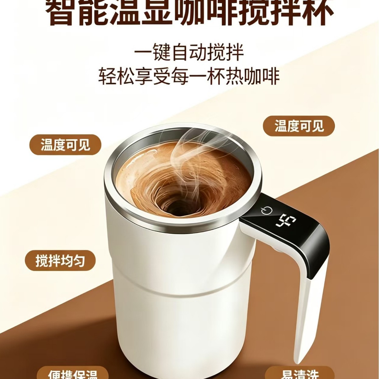 出口304不锈钢内胆电动搅拌杯新款全自动搅拌杯usb充电款智能数显