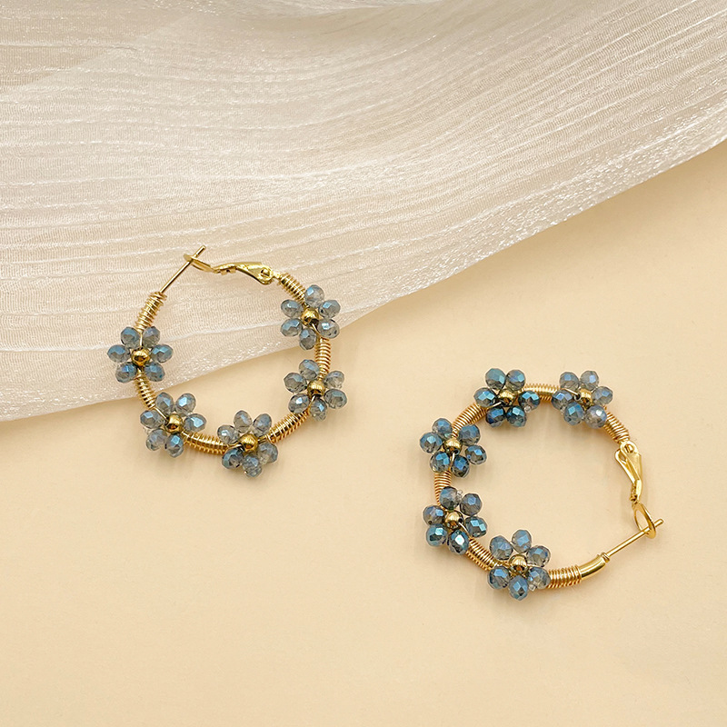 Earrings Classification 1 Pair Quantity Sweet Flower Stainless Steel Plating Artificial Crystal Earrings 1 Pair