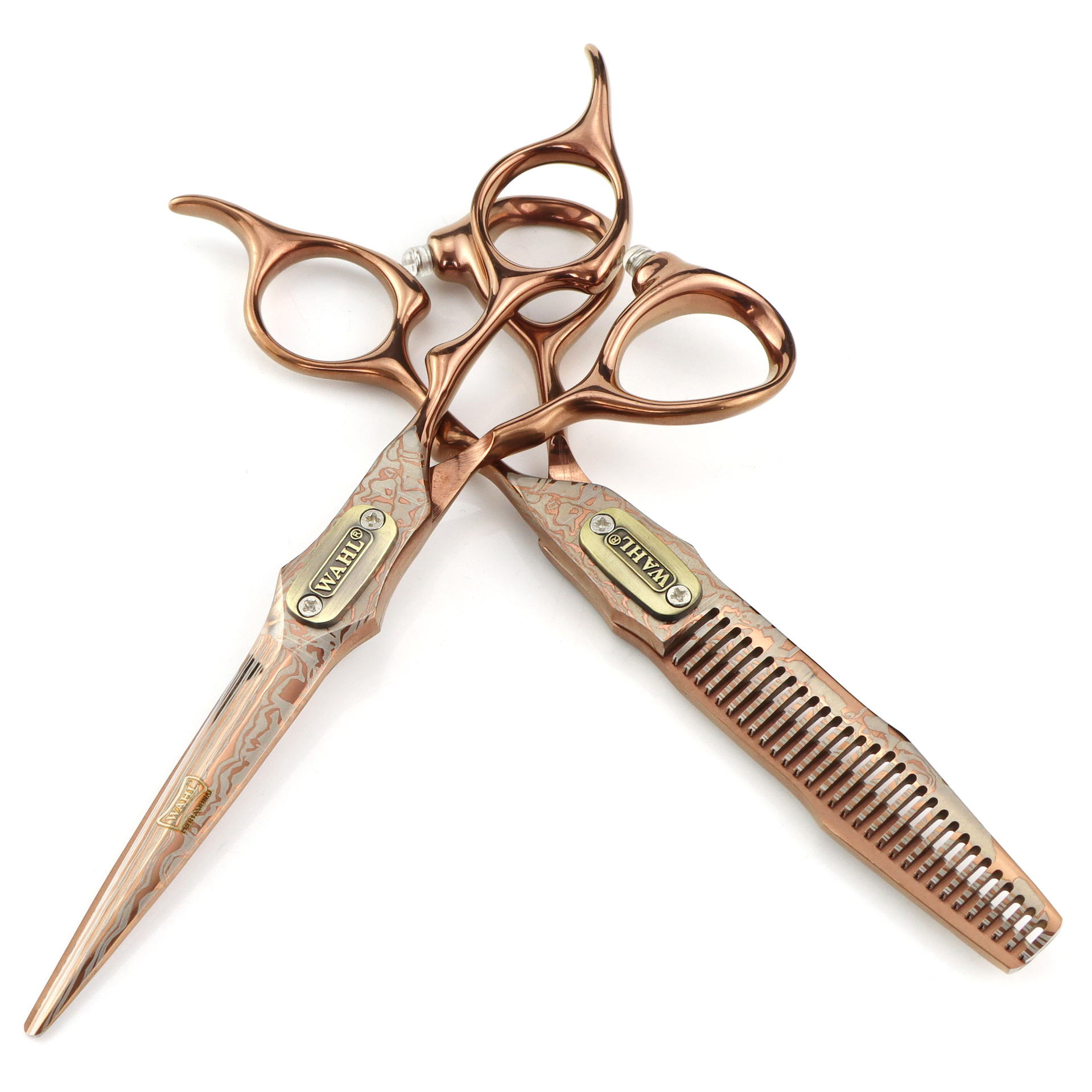 Ciseaux de coiffure professionnels damas bronze double épée_voghion.com