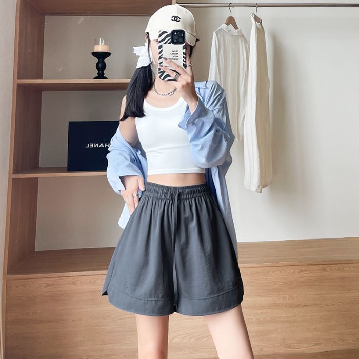 5点パンツ白アイスシルクスポーツ山本ショーツ女性の夏の新しいアウターウェアカジュアルルーズワイドレッグショーツ卸売|undefined