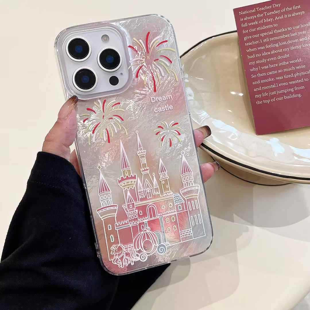 Castillo de fuegos artificiales de año nuevo para Apple 15ProMax funda para teléfono móvil iphone16 femenino 13/14 hermoso 16P femenino
