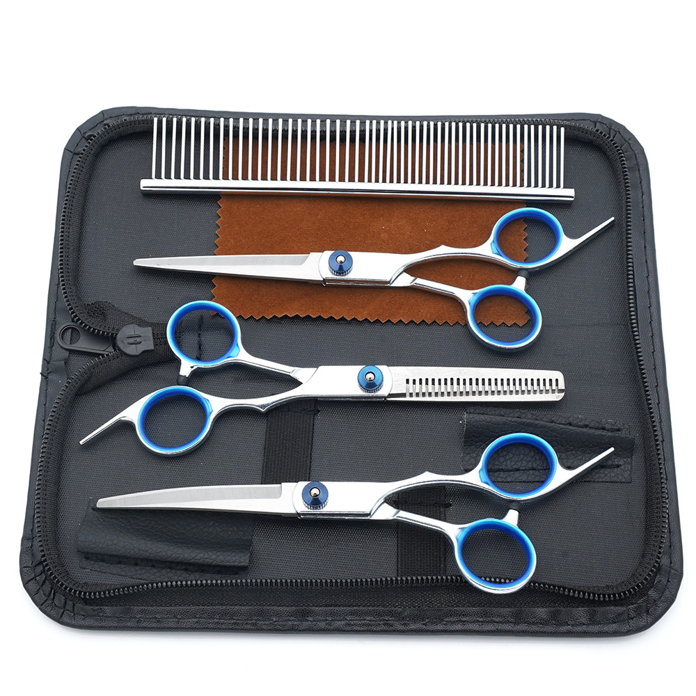 Tijeras para mascotas, tijeras de corte de pelo para perros, tijeras de dientes delgadas profesionales, tijeras de corte de pelo, tijeras de pelaje, juego de herramientas de limpieza