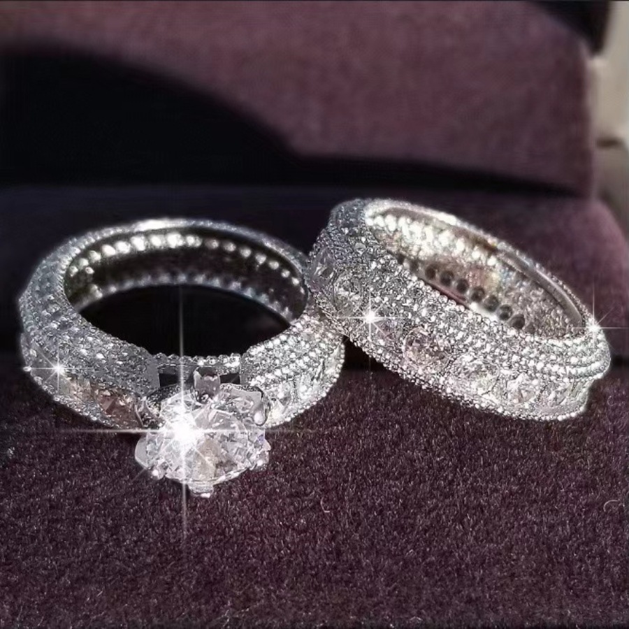 1 Pair Quantity Date Occasion Alloy Material Geometric Pattern Elegant Luxurious Geometric Alloy Plating Zircon Couple Rings