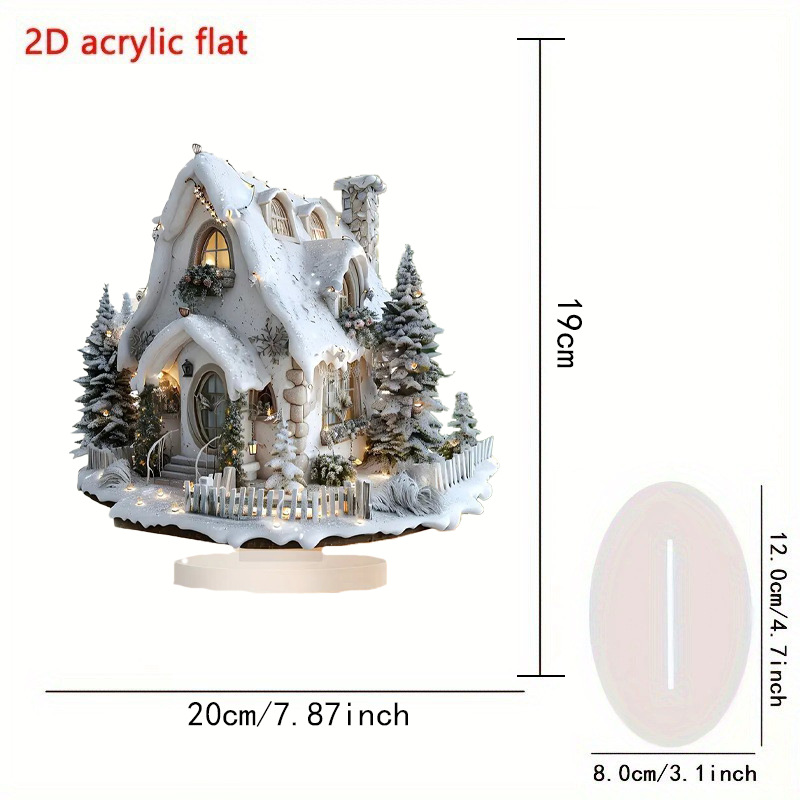Transfronterizo acrílico 2D Navidad Snow House Santa Claus reno muñeco de nieve decoración de mesa