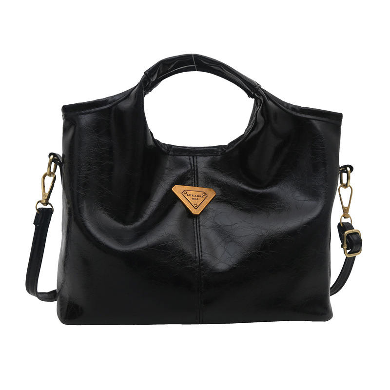 2025 primavera nueva gran capacidad de piel de aceite sensación bolso de mano bolso de mujer moda retro bolso de hombro