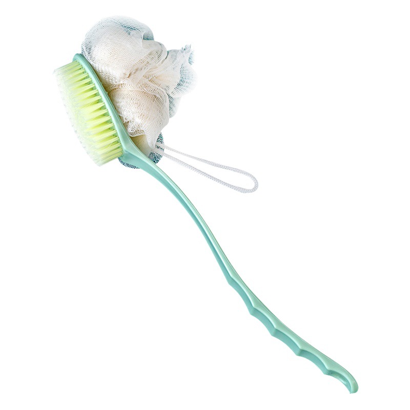 Cepillo de baño cuidadosamente seleccionado con mango largo y cerdas suaves, esponja de baño doméstica para adultos, cepillo para espalda, bola de baño espumosa, material PP.