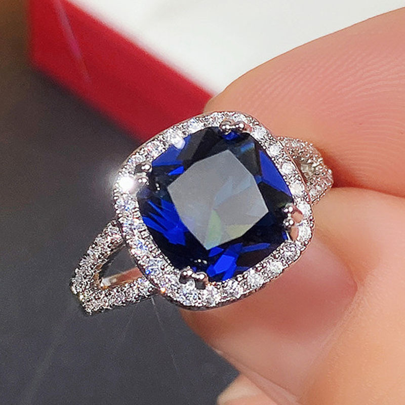 Rings, Earrings, Necklace Classification Luxurious Square Copper Inlay Zircon Rings Earrings Necklace