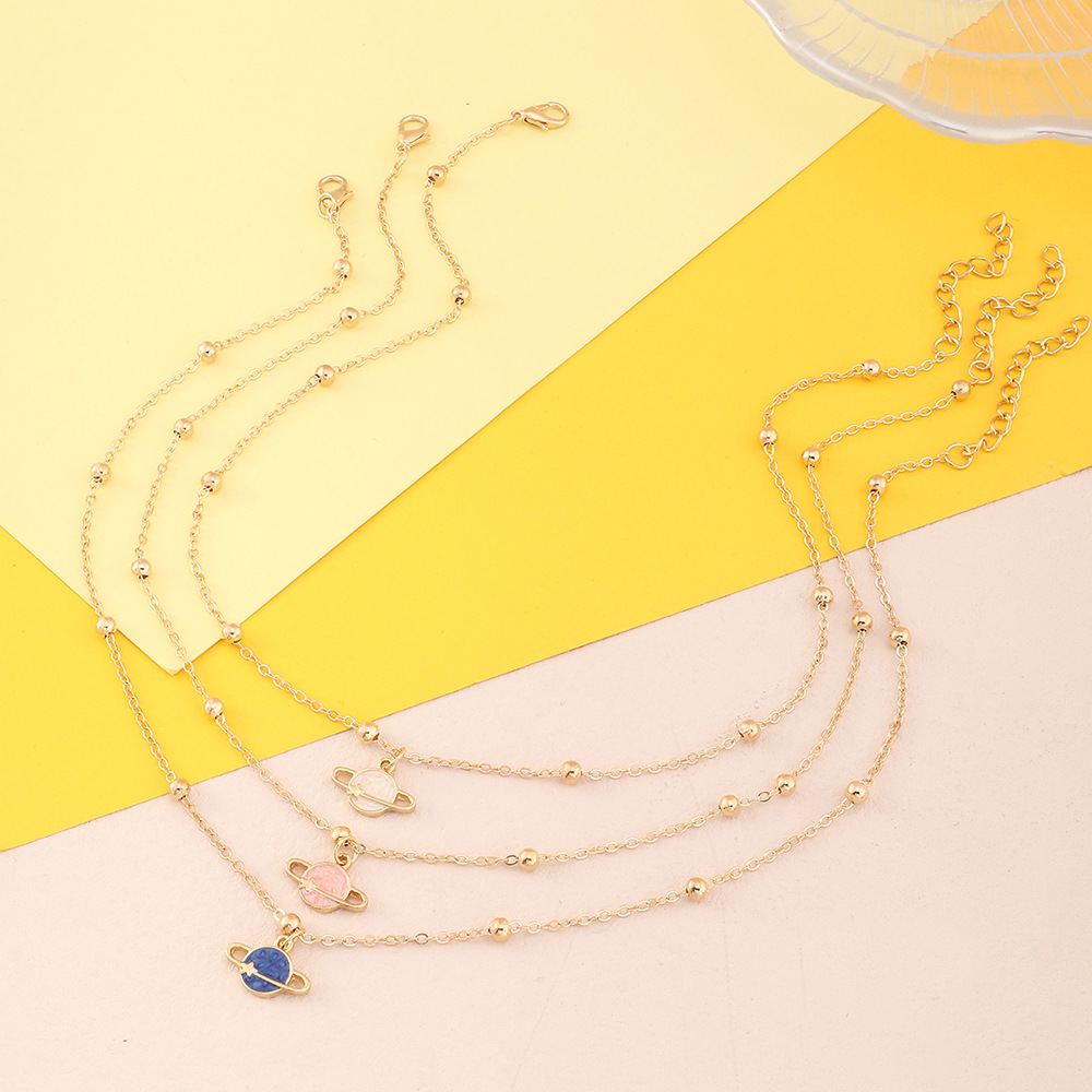 Star, Planet Pattern Kid'S Gender 1 Set Fashion Star Planet Alloy Enamel Kid's Necklace