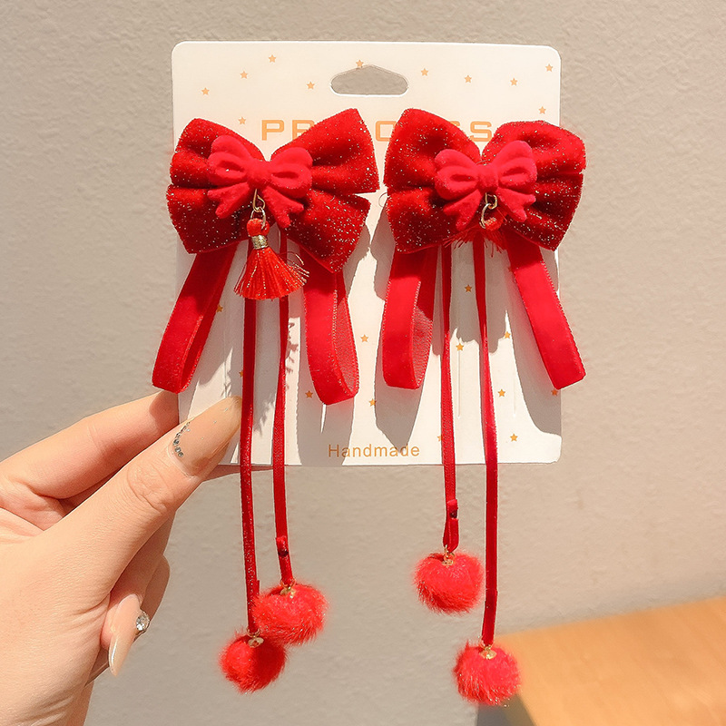 Año Nuevo accesorios para el cabello para niños arco de bordilla pinzas de cabello para niñas vestidos festivos vestidos chinos toques de cabello para niñas joyas de tarjetas de cabello