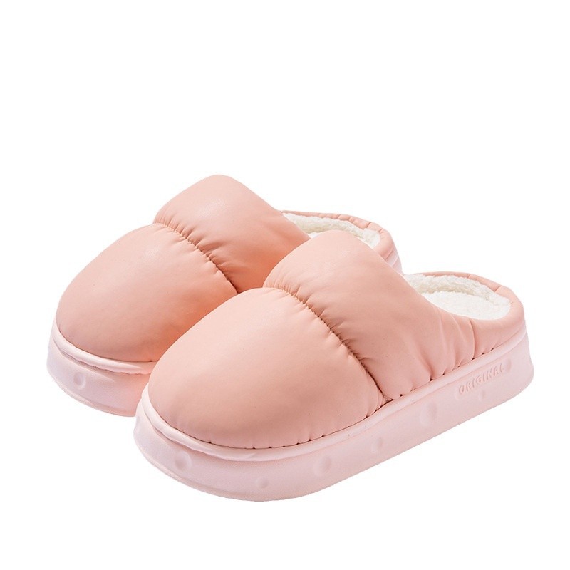 Chinelos de algodão para baixo para mulher no inverno 2026 novo casal interior casa à prova dwaterproof água sapatos de algodão quente de sola grossa para homem no inverno