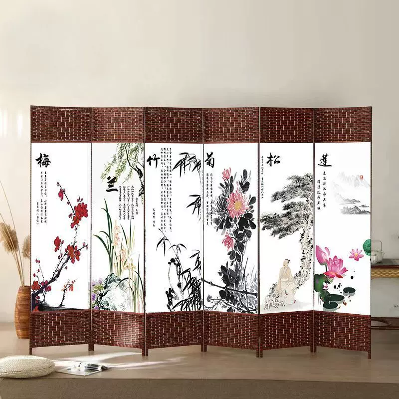 中式屏风隔断可折叠玄关移动简易可移动简约现代饭店酒店养生馆