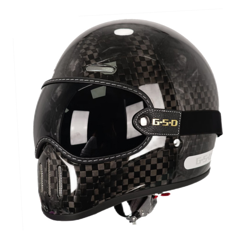 Motosiklet kaskı (dəbilqə) – Motuoche Retro Motorcycle Full - 12k-black-tea-visor-m55-56