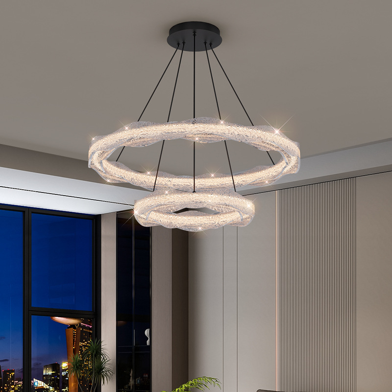 Luz de lujo ligera italiana lámpara de sala de estar 2026 nueva alta sensación de platino resina cristalina lámpara de dormitorio comedor 255L