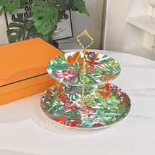 轻奢高档干果水果盘H家热带雨林双层串盘酒店餐厅点心盘厂家批发