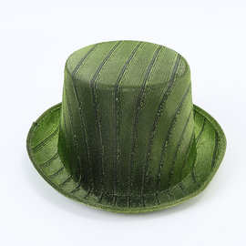 林肯帽礼帽舞台表演万圣节舞会狂欢派对表演帽珠光复合EVA定型帽