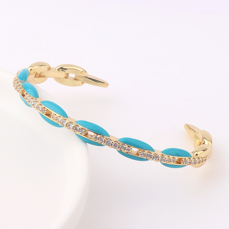 Fashion Geometric Copper Bracelets Stoving Varnish Zircon Copper Bracelets