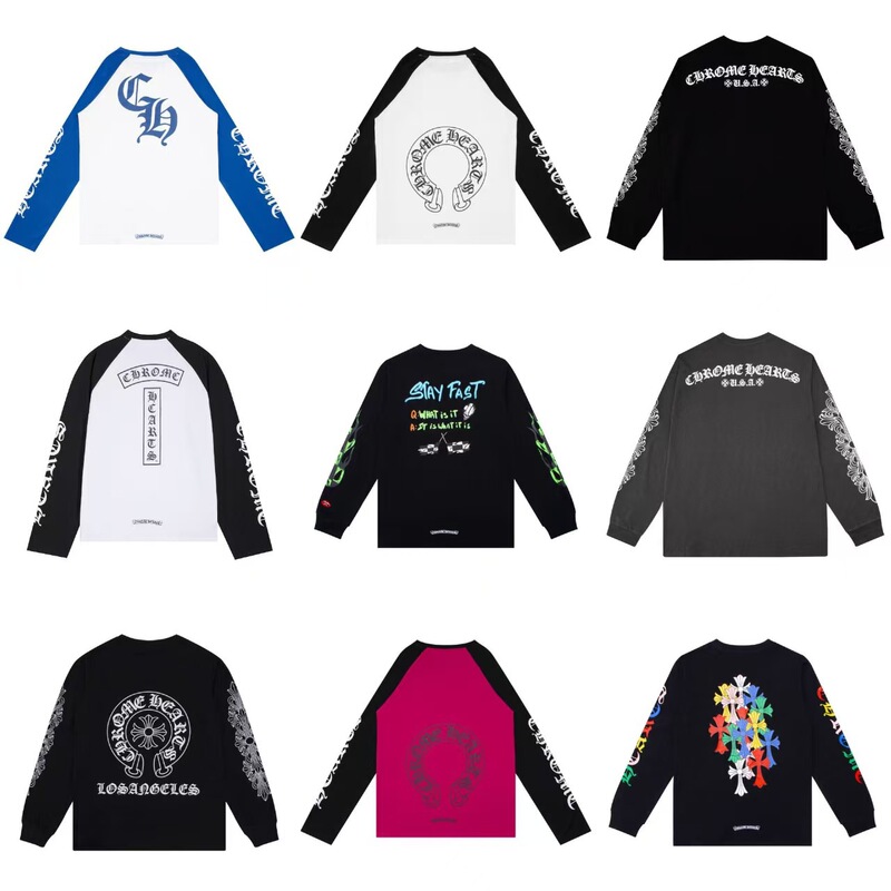 Cross-Border Authentic Version of High-Quality Double-Yarn Pure Cotton Men's and Women's Printed Long-Sleeve T-Shirt Collection Cross-Border Authentic Version of High-Quality Double-Yarn Pure Cotton Men's and Women's Printed Long-Sleeve T-Shirt Collection