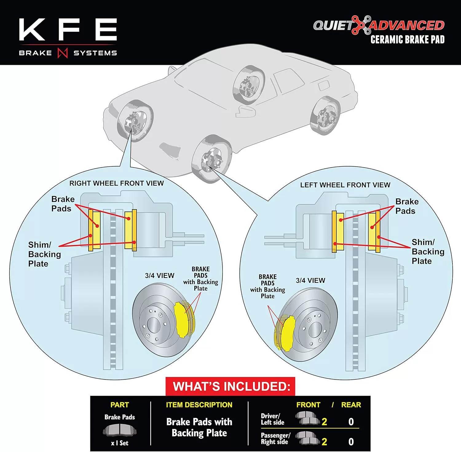 KFE KFE914-104 Ultra Quiet Advanced Premium Ceramic Disc Bra
