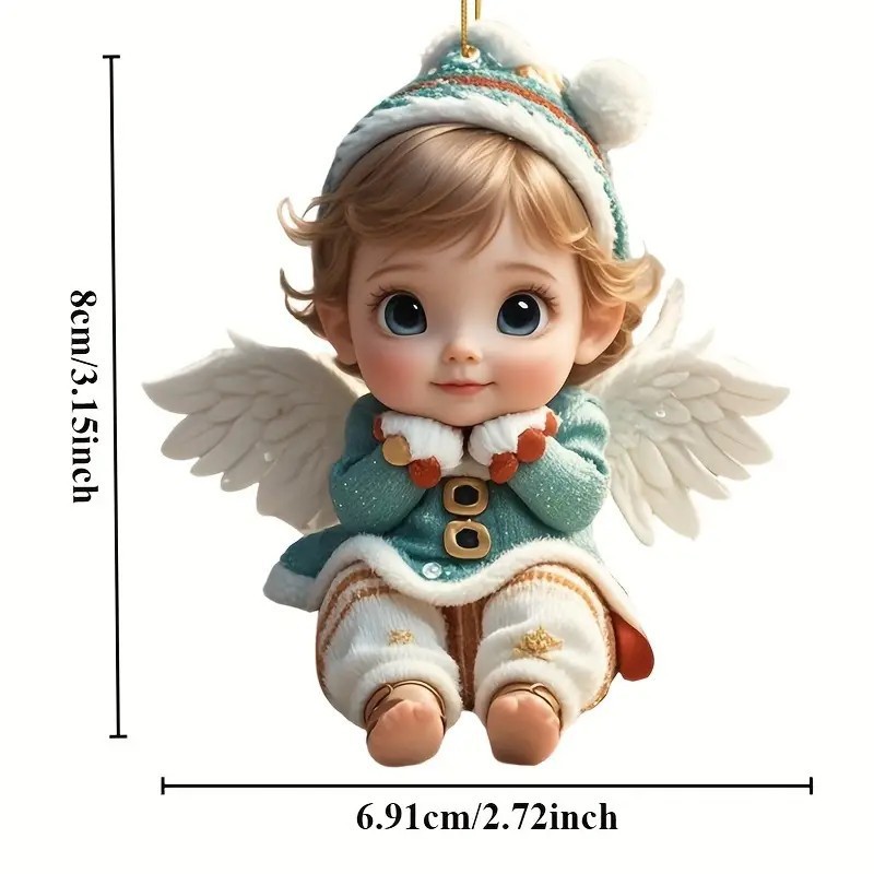 Cross-border nuevo lindo ángel acrílico colgante espejo retrovisor de automóvil colgante plano decoración de regalos de vacaciones