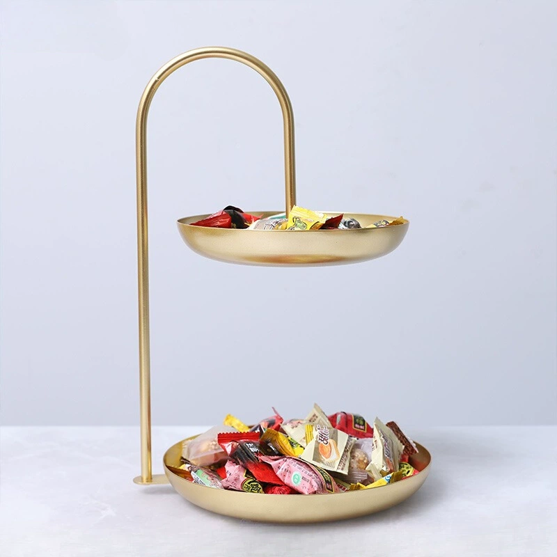 Тарелка для закусок с фруктами, легкая роскошная домашняя гостиная, журнальный столик, двухслойная коробка для десертов, конфет, тарелка, поднос, стандартный артикул №