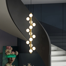 全銅輕奢北歐吊燈樓梯卧室餐廳簡約創意個性別墅復式loft吧台燈具