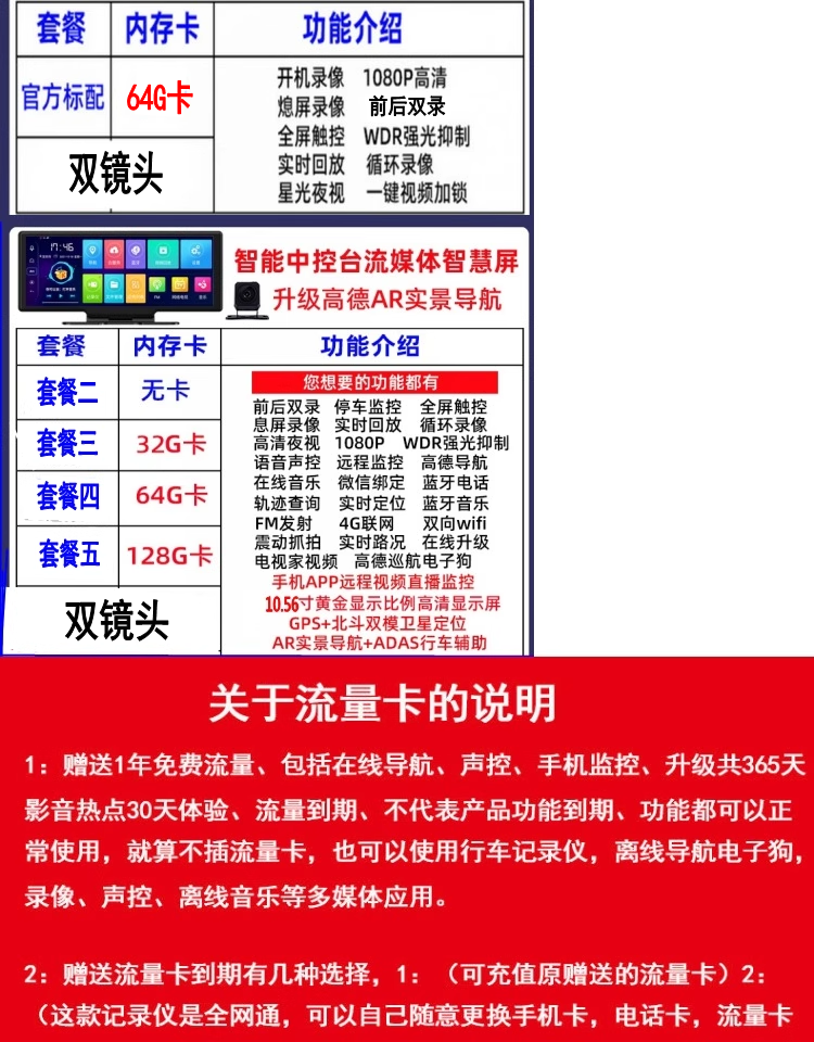 New Smart Screen Center Console Navigation Driving Recorder Electronic Dog Streaming High-Definition Bluetooth Reversing Body